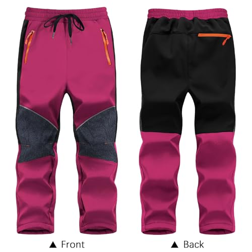 ANGEL CITIZ Waterproof Trousers Kids Lightweight School Cargo Pants Boys' Joggers Work Trousers with 3 Pockets Pink - Image 5