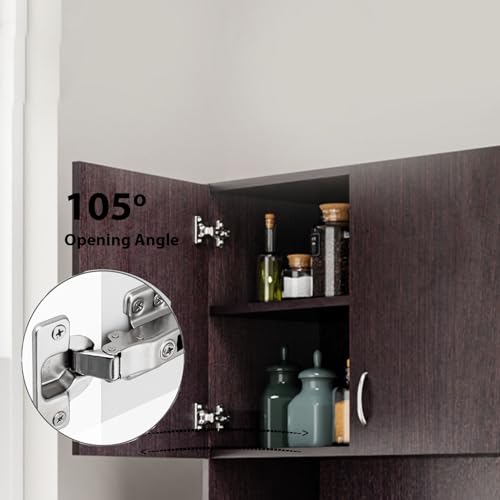 Image of VIKI Furniture | Kitchen Cabinet - Drawer with Doors & Open Shelves, Organizer for Kitchen, Bedroom, Hallway & Living Room (Dark Wenge - 40D x 80W x 180H cm) | 1 Year Warranty