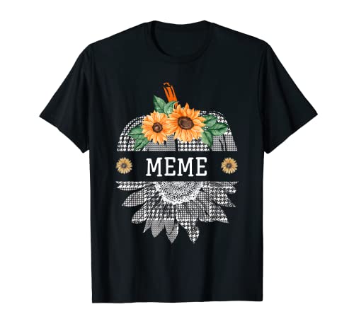 Meme Acción de Gracias Calabaza Girasol Plaid Mujeres Camiseta