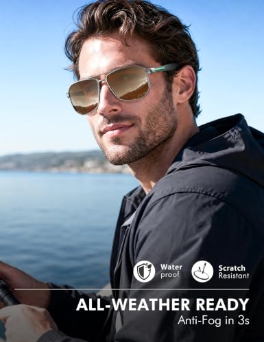 Image of Luenx Aviator Polarized Sunglasses for Men: Square UV400 Driving