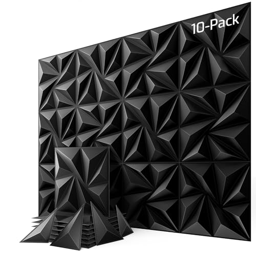10-Pack 3D Wall Panels, 59" x 23" Textured Geometric Design