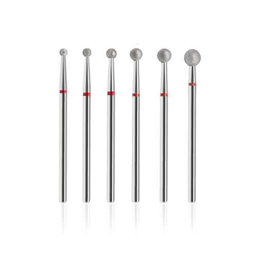 6 brocas de uñas, cabeza esférica de 3/32 pulgadas, para máquina de limas de uñas eléctrica, adecuadas para manicura acrílica, pedicura, cutícula,