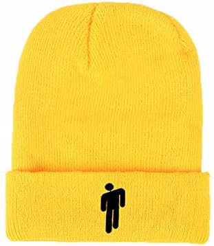 Billie Eilish Merch Hot Topic Logo Beanie Knit Hat Stretchy Cap for Men Women (Yellow)