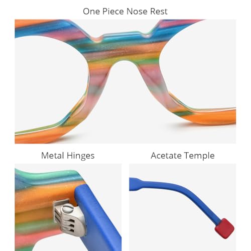 Image of HEPIDEM Multicolor Acetate Glasses Frame Women,Oversize Round Optical Eyeglasses