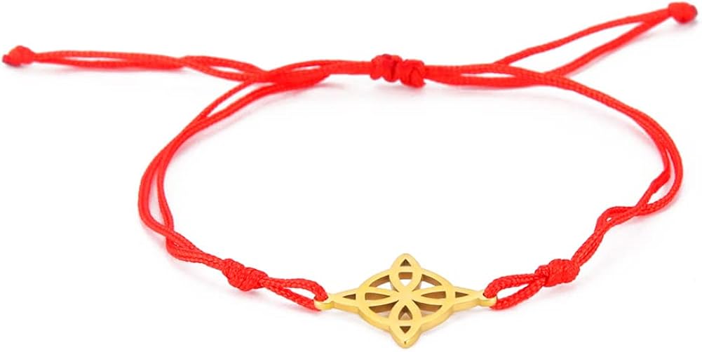 Dreamtimes Pulsera de moda con nudo de bruja pulsera geométrica para mujer pulsera de cadena de brujería de acero inoxidable joyería Wiccana joyería