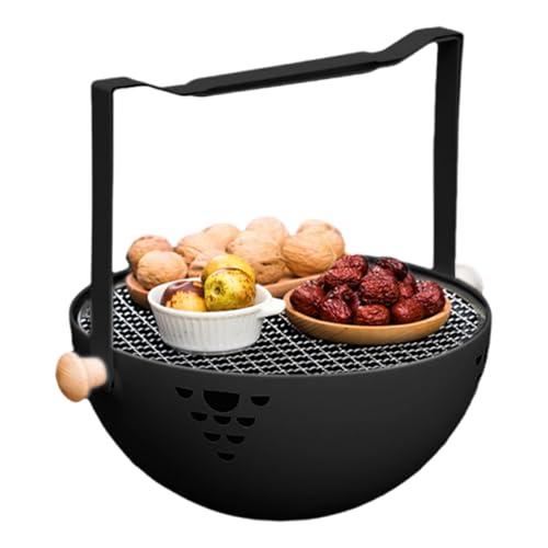 Barbacoa de carbón, horno plegable y portátil, parrilla de carbón con mango antigrietas, para exterior, jardín, mesa, viaje, picnic, carne con hojalata, té