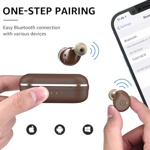 Image of TOZO NC9 Hybrid Active Noise Cancelling Wireless Earbuds, in Ear Headphones IPX6 Waterproof Bluetooth 5.3 Stereo Earphones, Immersive Sound Premium Deep Bass Headset Dark Brown