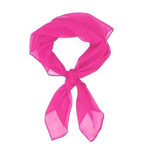 Image of ALLY-MAGIC Square Chiffon Scarf for Women, Lightweight Retro 50s Scarf, Sheer Vintage Neck Scarf for Choir, School Uniform, Rockabilly Events and Everyday Wear Y3XFFJ (ROSE PINK)