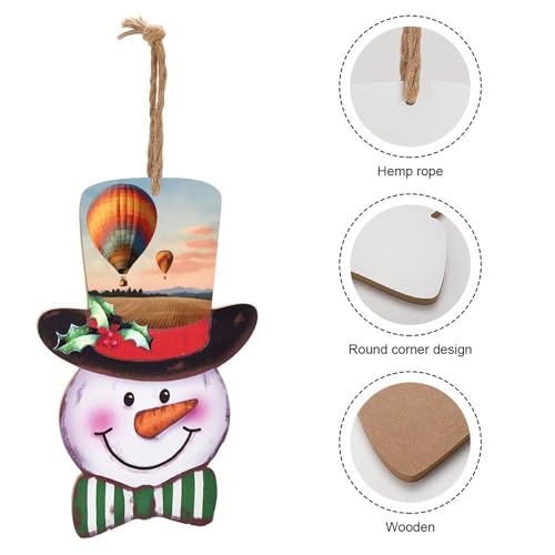 Bonhomme de neige de Noël suspension bois et montgolfière maison