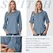 Womens UPF 50+ UV Sun Protection Safari Shirts Long Sleeve Outdoor Cool Quick Dry Fishing Hiking Gardening Shirts (5090 Ocean Blue XL)