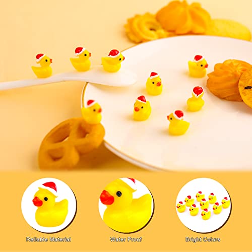KINBOM 80pcs Mini Christmas Resin Ducks with Xmas Hat Figures, Tiny Miniature Duck Accessories for Craft Home, Prank, Game - Image 3