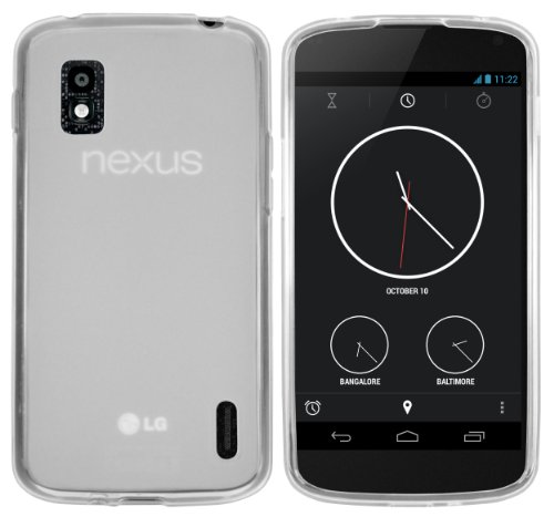 mumbi Hülle kompatibel mit LG Google Nexus 4 Handy Hülle Handyhülle, transparent weiss