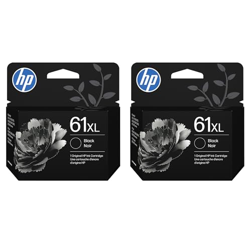 Image of HP 61XL Black High-Yield Ink - 2 Pack | Works with DeskJet 1000, 1010, 1050, 1510, 2050, 2510, 2540, 3000, 3050, 3510; Envy 4500, 5530; OfficeJet 2620, 4630 | C0PA4AN CH563WN|Packaging May Vary