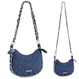 BESMART Denim Crossbody Bags Quilted Shoulder Bag for Women, Small Jacquard Crescent Women's Dumplings Purse, Mini Evening Hobo Chain Purses, Lightweight SlingBag 2025