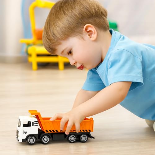 Image of VGRASSP 8 Wheels Dumper Truck Toy for Kids - Friction Powered Construction Tipper Toy Vehicle with Openable Back Door - Color As Per Stock
