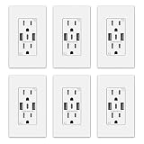 ELEGRP USB Wall Outlets, 3-Ports USB C Wall Outlets Receptacles, Matte White 15 Amp Outlets with USB