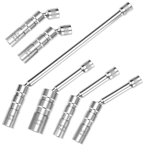 QWORK Magnetic Swivel Spark Plug Socket Set - 3/8-Inch Drive Size with12 Point, Includes 9/16-inch, 5/8-inch, 13/16-inch, 14 MM Thin Wall Sockets