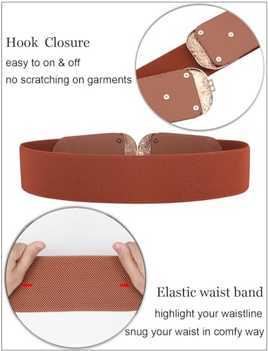 ALAIX Women's Wide Elastic Belt Gold Buckle Dress Belt Stretchy Waistband Waist Belt Cinch Belts for Women3