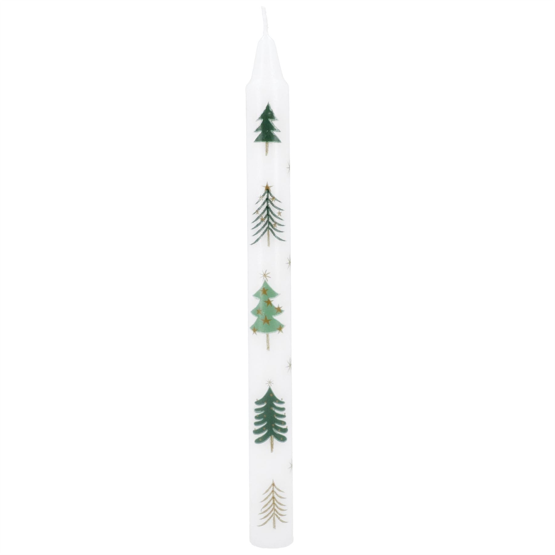 Christmas Tree Dinner Candle | Traditional Tall Unscented Tapered Dinner Candle | Tree & Stars Christmas Candle - 23cm