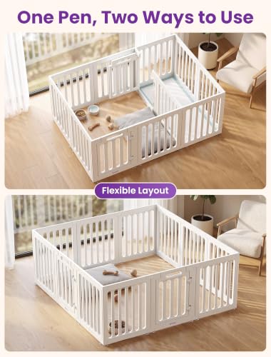 Image of DELOMO Dog Playpen Indoor, 24 inch H 12 Panel with 2 Doors, White