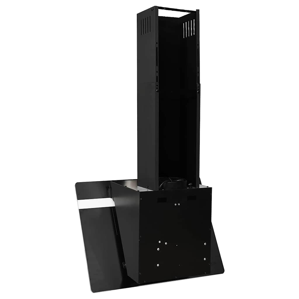 Okap kuchenny ścienny 60 cm ze stali i szkła hartowanego w kolorze czarnym, z filtrem z węglem aktywnym, strumień powietrza 297 m³ h, 2 diody LED, do kuchni, płyty kuchennej