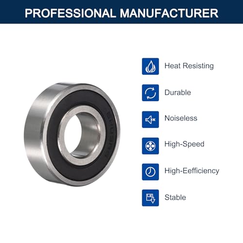 HiPicco 6204-5/8-2RS Deep Groove Bearings, ID 5/8" x OD 47mm x Width 14mm Double Rubber Sealed Ball Bearings, Pre-Lubricated (GCr15) Chrome Steel 2pcs - Image 4