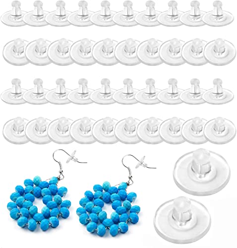 Clear Earring Backs Rubber Secure - 100 Pcs Silicone Earring Backs for Studs - Rubber Earring Stoppers - Rubber Backs for Earrings of Metal, Soft Rubber Earring Backs - Candle Making Jars with Lids