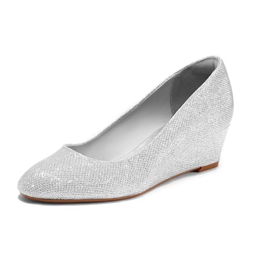 Image of mysoft Women's Wedge Pumps Low Heel Closed Toe 2in Dress Shoes