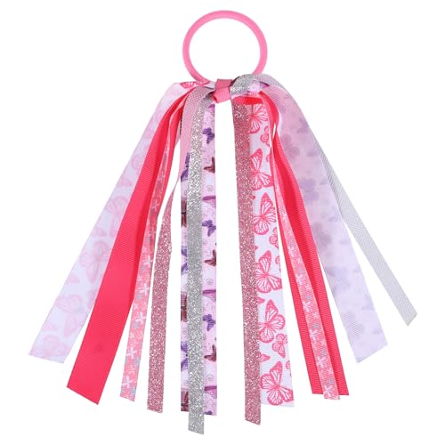 8.7" Butterfly Ponytail Streamer Hair Tie Pink Pony Holder Elastic Hair Bands Fall Spring Holiday Hair Decoration Accessories for Women Girls Mom Mother’s Day Gift