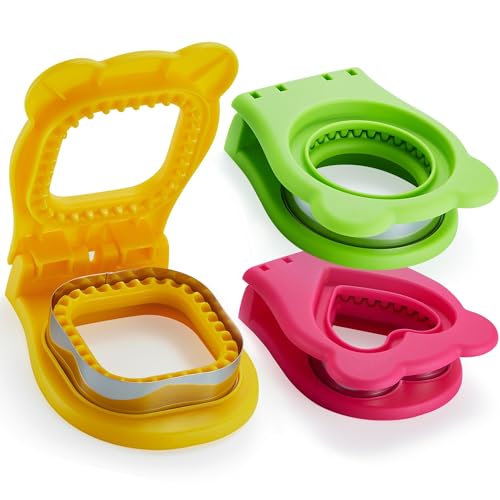 MUMSUNG Sandwich Cutter and Sealer for Kids, DIY Decruster Square Round Heart Pocket Sandwiches, Great for Breakfast Sandwich Maker, Lunchbox and Bento Box