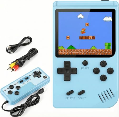Retro Handheld Game Console | Gameboy Style Portable 8-Bit Console with 500 Classic Games, 2.8 Colour Screen & Rechargeable Battery – Perfect Nostalgic Gift for Boys or Girls