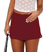 DooMoni Womens Mini Skirts Shot Skorts Bodycon Pencil Mid Waisted Side Slit Skirt with Shorts Und...