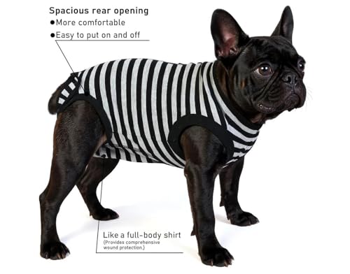 Image of Dog Surgery Recovery Suit Dogs Neuter Spay Female Male Protective Clothes,Black Striped 3XL
