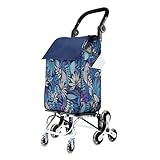 Carro de Compras Plegable, La PU Plegable del Carro de Compras 8 Rueda la Escalera Que Sube Multicolor for el supermercado y el Viaje(D)