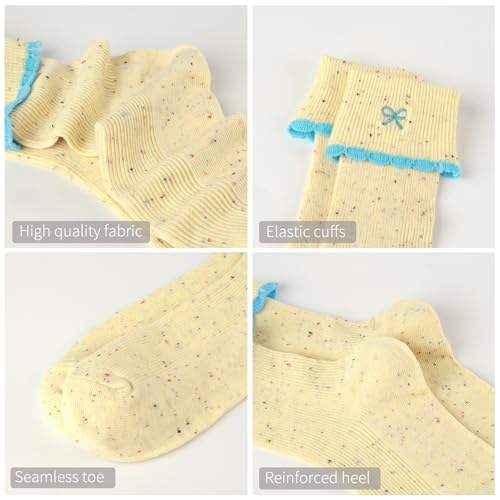 Image of Women's Cute Crew Socks, Casual Athletic Cotton Bowknot Cherry Calf Novelty Socks for Women
