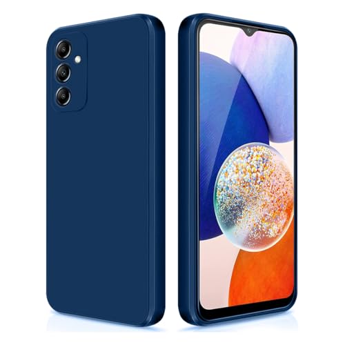 Image of LIRAMARK Silicone Soft Back Cover Case with Micro-Fibre Cloth On Inner Side for Samsung Galaxy A14 5G (Blue)