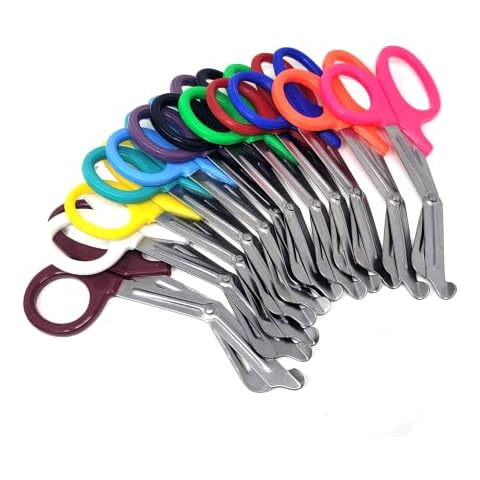 12/Pack Assorted Rainbow Colors Trauma Paramedic Shears Scissors 7.5" Made of Premium Quality Stainless Steel - for EMT, Nurses, Crafting, Tailoring, Doctors, Firefighter + More Cover