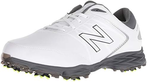 New Balance Men's Striker Waterproof Spiked Comfort Golf Shoe, White/Grey, 16