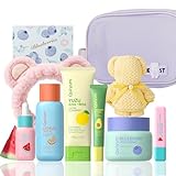 QUIYUM Set de Cuidado Facial con Frutas, Set Regalo Hidratante para el Rostro de Mujeres y Adolescentes, Skincare de 9 Piezas con Niacinamida y Ácido Hialurónico, para Todo Tipo de Piel