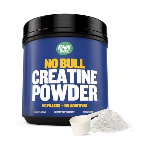 Raw Barrel - “No Bull” Creatine Powder, Bulk Supplements Creatine Monohydrate for Faster Recovery, Increased Muscle Volume, Strength & Power, Micronized Creatine for Men & Creatine for Women, 500g Cover