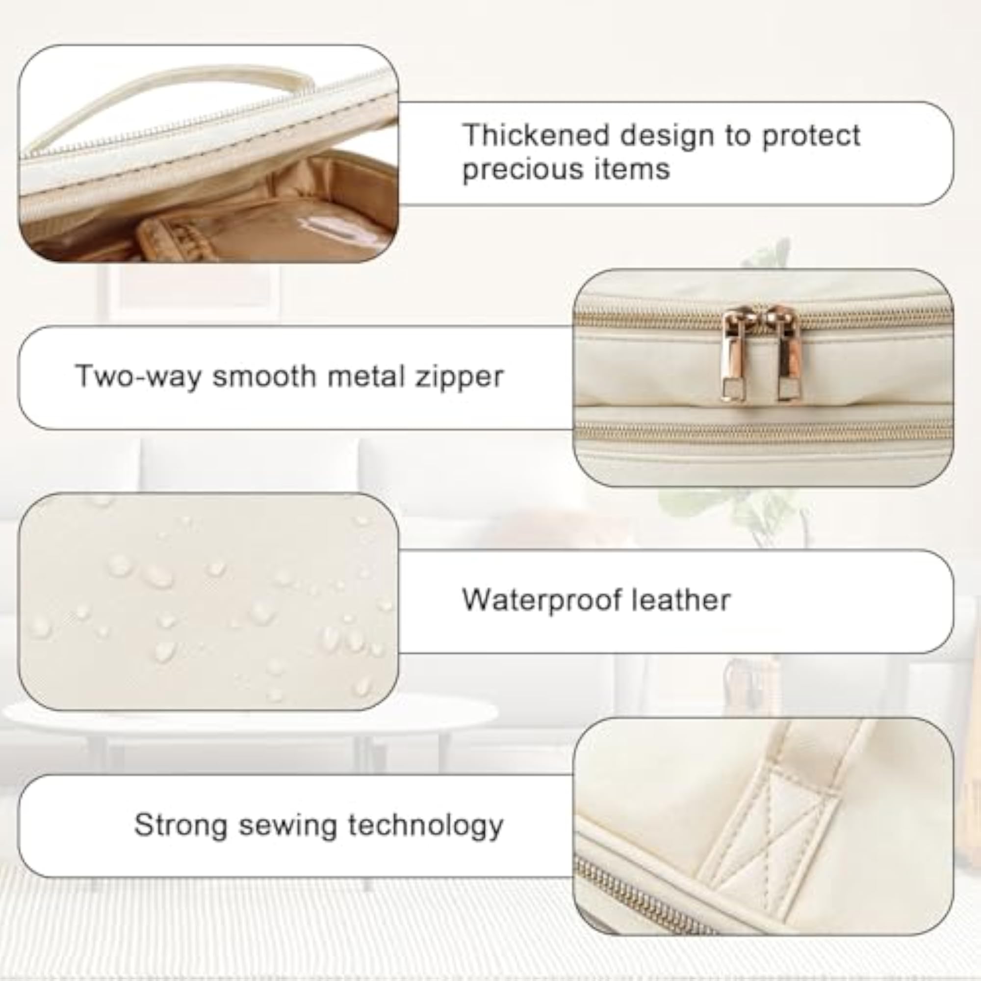Large Double-Layer Travel Makeup Bag with Mirror