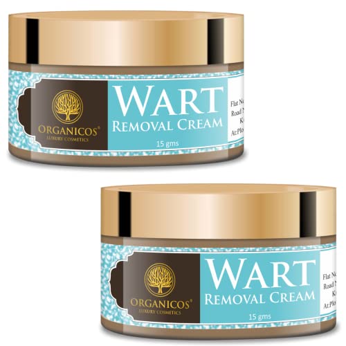 Organicos Wart Removal Cream For Elimination of Raised Warts On The Face, Forehead, Neck, And Cheeks, Mole Removal Cream, Massa Removal Cream (Pack of 2) 15gm