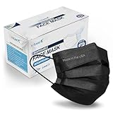 Made in USA, ASTM Level 3 Face Mask by EG ECOGUARD, 3-ply / 50 Pack / Disposable / Breathable (Black, Adult)