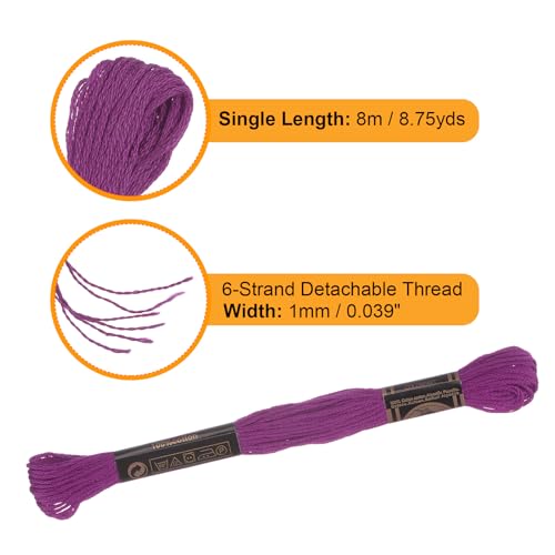 Image of HARFINGTON 12 Skeins Embroidery Floss 8.75yds(8m) Egyptian Long-Staple Cotton Cross Stitch Thread for Sewing DIY Bracelet Yarn String and Crafts, Berry Red(6034)