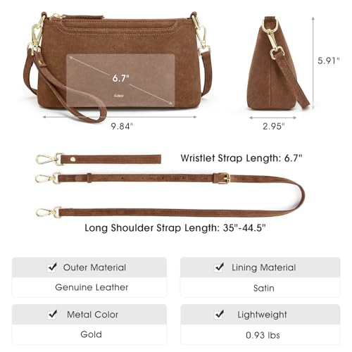 Image of Kattee Genuine Leather Crossbody Bag for Women, Small Purse Handbag