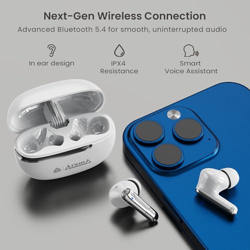Image of AROMA TWS7 Star V5.4 Upto 60Hr Playtime*, ENC, Dual Paring, Fast Charging, Heavy Bass Bluetooth
