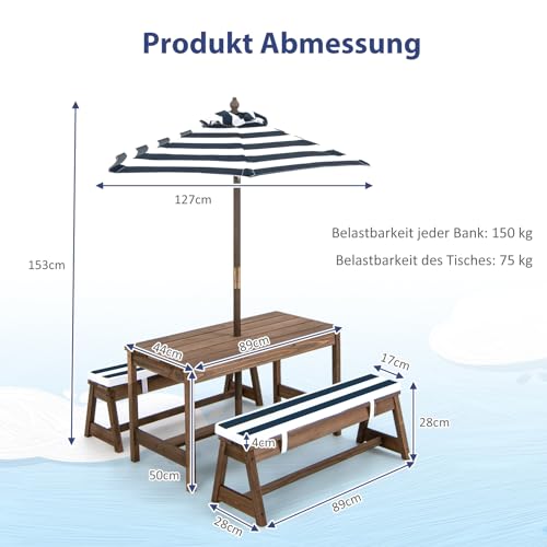 Ensemble table et bancs de jardin enfants SOARS en bois de sapin - 4