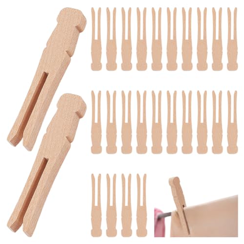 HOBBIESAY 60 pinzas para la ropa de madera vintage, pinzas para colgar fotos, pinzas para tendedero para el hogar, exteriores, calcetines, manualidades, imágenes, colgar bolsas de alimentos