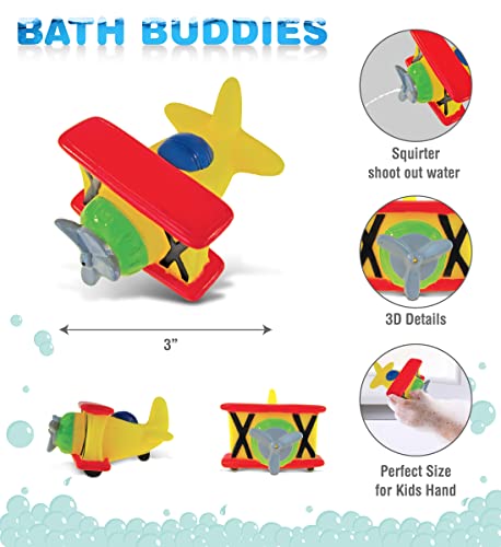 DolliBu Biplane Squirter Bath Toy - Floating Rubber Airplane Baby Toy, Cute Airplane Toys for Kids, Fun Toddler Bath Squirt Toys for Pool, Bathtub, or Beach - Thumbnail 2