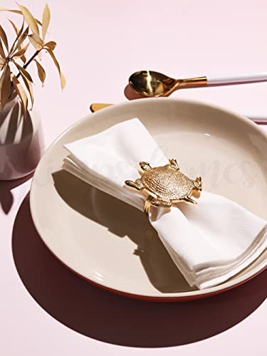 Image of Glimpse Homes Elegant Napkin Rings for Dining Table, Tortoise (12)